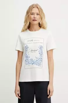 Хлопковая футболка Weekend Max Mara, бежевый