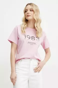 Хлопковая футболка Weekend Max Mara, розовый