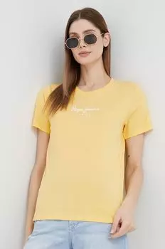 Хлопковая футболка Wendy Pepe Jeans, желтый