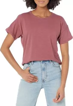 Хлопковая футболка Whisper с круглым вырезом в рубчик Madewell, цвет Pressed Grape
