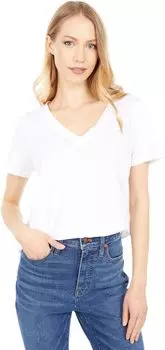 Хлопковая футболка Whisper с V-образным вырезом Madewell, цвет Optic White