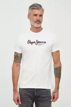 Хлопковая футболка Wido Pepe Jeans, бежевый