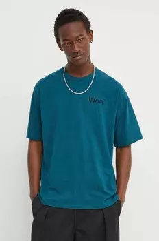 Хлопковая футболка Won Hundred, бирюзовый