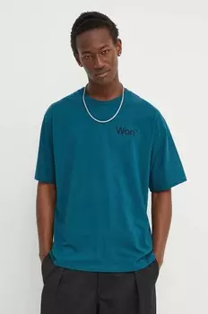 Хлопковая футболка Won Hundred, бирюзовый