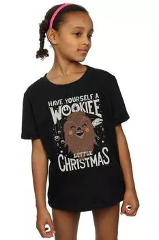 Хлопковая футболка Wookie Little Christmas Star Wars, черный