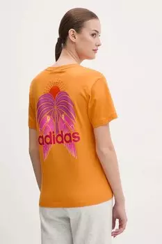 Хлопковая футболка X Farm Rio Adidas, оранжевый