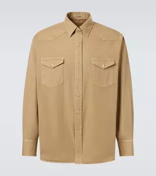 Хлопковая габардиновая рубашка Auralee, Dyed Beige