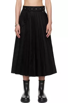 Хлопковая габардиновая юбка миди Sacai, черный