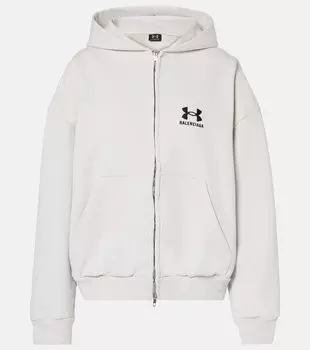 Хлопковая худи на молнии Balenciaga, Dirty White/ Black