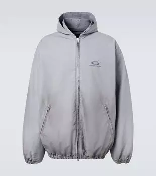 Хлопковая худи на молнии с усиленной тканью рипстоп Balenciaga, серый