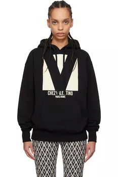 Хлопковая худи с принтом 'Chez Valentino' Valentino, черный