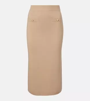 Хлопковая и кашемировая юбка-карандаш Alessandra Rich, песочный