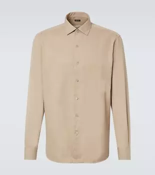 Хлопковая и шерстяная джинсовая рубашка Zegna, Light taupe
