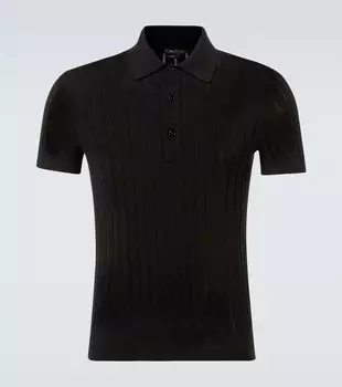 Хлопковая и шёлковая поло Tom Ford, черный