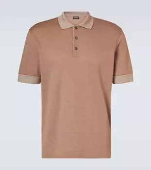 Хлопковая и шёлковая поло Zegna, Dark Foliage/Brown