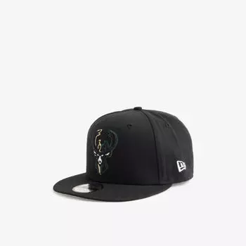 Хлопковая кепка 9FIFTY с разделенным логотипом Milwaukee Bucks New Era, черный