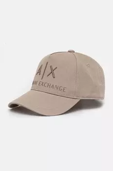 Хлопковая кепка Armani Exchange, бежевый