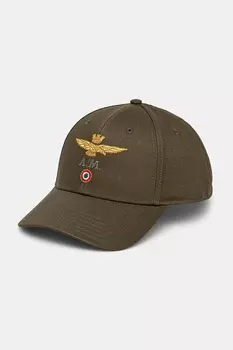 Хлопковая кепка с козырьком Aeronautica Militare, зеленый