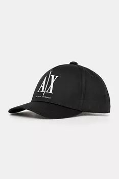 Хлопковая кепка с козырьком Armani Exchange, черный