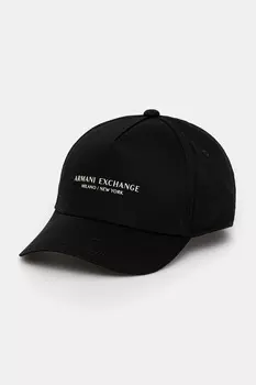 Хлопковая кепка с козырьком Armani Exchange, черный