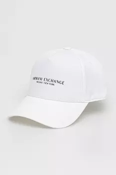 Хлопковая кепка с козырьком Armani Exchange, белый