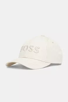 Хлопковая кепка с козырьком Boss, бежевый