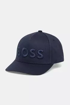 Хлопковая кепка с козырьком Boss, темно-синий