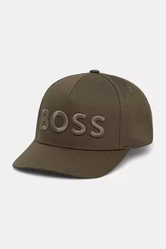 Хлопковая кепка с козырьком Boss, зеленый