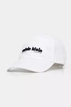Хлопковая кепка с козырьком Calvin Klein, белый
