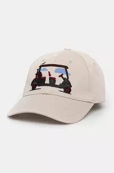 Хлопковая кепка с козырьком Ea7 Emporio Armani, бежевый