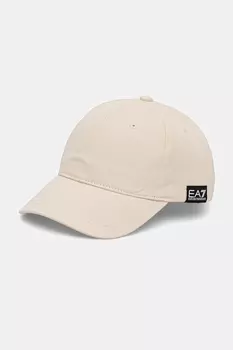 Хлопковая кепка с козырьком Ea7 Emporio Armani, бежевый