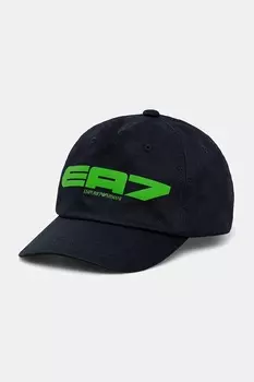 Хлопковая кепка с козырьком Ea7 Emporio Armani, темно-синий
