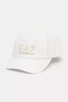 Хлопковая кепка с козырьком Ea7 Emporio Armani, белый