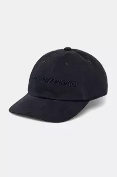 Хлопковая кепка с козырьком Emporio Armani, темно-синий