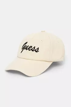 Хлопковая кепка с козырьком Guess, бежевый