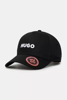 Хлопковая кепка с козырьком Hugo, черный