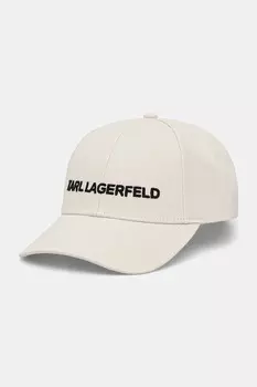 Хлопковая кепка с козырьком Karl Lagerfeld, бежевый