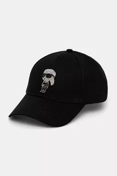 Хлопковая кепка с козырьком Karl Lagerfeld, черный