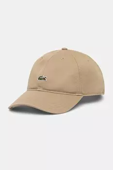 Хлопковая кепка с козырьком Lacoste, бежевый