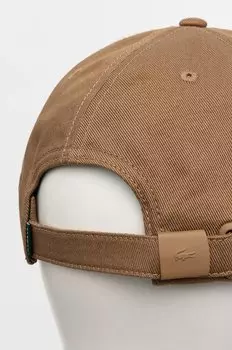 Хлопковая кепка с козырьком Lacoste, коричневый