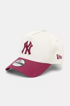 Хлопковая кепка с козырьком New Era, бежевый