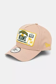 Хлопковая кепка с козырьком New Era, бежевый