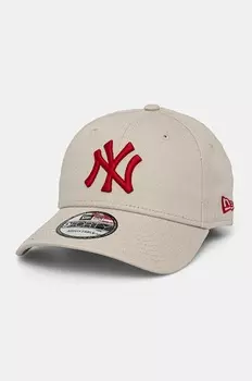 Хлопковая кепка с козырьком New Era, бежевый