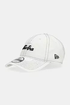 Хлопковая кепка с козырьком New Era, бежевый