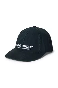 Хлопковая кепка с козырьком Polo Ralph Lauren, черный