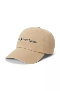 Хлопковая кепка с козырьком Polo Ralph Lauren, бежевый