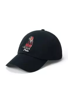 Хлопковая кепка с козырьком Polo Ralph Lauren, черный