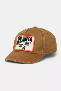 Хлопковая кепка с козырьком Superdry, коричневый