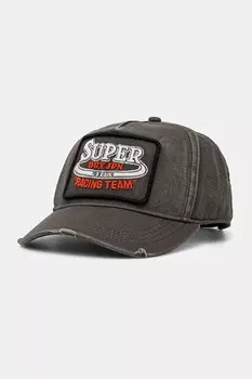 Хлопковая кепка с козырьком Superdry, серый
