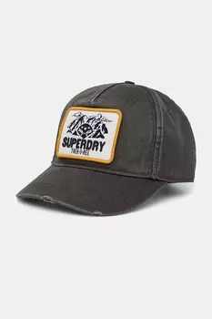 Хлопковая кепка с козырьком Superdry, зеленый